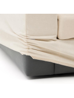 MITRAC 3 Sitzer Sofa mit abnehmbarem Bezug 220 cm mit Chaiselongue aus ecrufarbenem Chenille