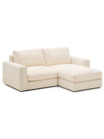 MITRAC Sofá de 3 plazas desenfundable 220 cm con chaise longue en chenilla color crudo