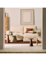 MITRAC Sofá de 3 plazas desenfundable 220 cm con chaise longue en chenilla color crudo