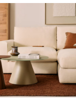 MITRAC Sofá de 3 plazas desenfundable 220 cm con chaise longue en chenilla color crudo