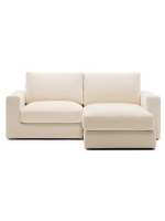 MITRAC 3 Sitzer Sofa mit abnehmbarem Bezug 220 cm mit Chaiselongue aus ecrufarbenem Chenille