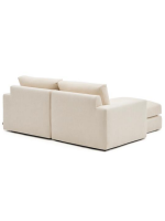 ZINA 3 seater sofa with removable cover 220 cm with chaise longue in ecru chenille