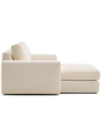 ZINA Sofá de 3 plazas desenfundable 220 cm con chaise longue en chenilla color crudo