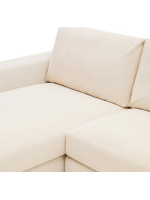 ZINA 3 seater sofa with removable cover 220 cm with chaise longue in ecru chenille