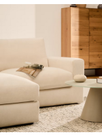 ZINA 3 seater sofa with removable cover 220 cm with chaise longue in ecru chenille