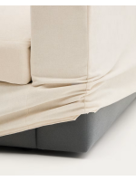 ZINA 3 seater sofa with removable cover 220 cm with chaise longue in ecru chenille