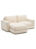 ZINA 3 seater sofa with removable cover 220 cm with chaise longue in ecru chenille