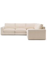 BANDUNG angolare 5 posti sfoderabile 310x310 cm in ciniglia ecrù