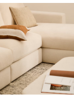 DOPERS divano 5 posti sfoderabile 340 cm con chaise longue in ciniglia ecrù