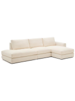 DOPERS Sofá de 5 plazas desenfundable 340 cm con chaise longue en chenilla color crudo