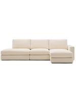 DOPERS divano 5 posti sfoderabile 340 cm con chaise longue in ciniglia ecrù