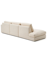 DOPERS divano 5 posti sfoderabile 340 cm con chaise longue in ciniglia ecrù