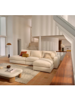 DOPERS divano 5 posti sfoderabile 340 cm con chaise longue in ciniglia ecrù