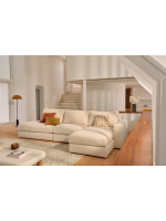 DOPERS divano 5 posti sfoderabile 340 cm con chaise longue in ciniglia ecrù