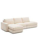 MISSING Sofá de 5 plazas desenfundable 340 cm con chaise longue en chenilla color crudo