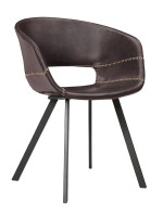 ABRIL Chaise avec accoudoirs en similicuir et pieds en métal noir design années 30