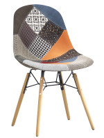 DADRO sedia in patchwork imbottita con struttura in legno e metallo per casa e contract