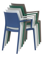 PRIMA Silla con reposabrazos apilable de polipropileno selección de colores para hogar bar hotel chalet restaurante exterior