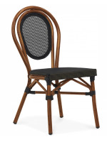 ELMESIA Stackable bamboo effect aluminum chair for home balcony hotel bar cafe restaurant chalet garden terrace