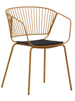BREIN chair with painted metal armrests choice of color and black eco leather cushion stackable indoors or outdoors