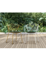 BREIN chair with painted metal armrests choice of color and black eco leather cushion stackable indoors or outdoors