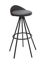 BAXER 75 cm high stool in painted metal and polypropylene seat with eco leather cushion