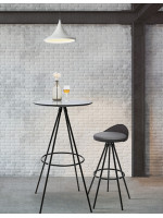 BAXER 75 cm high stool in painted metal and polypropylene seat with eco leather cushion
