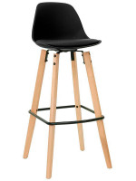 NINA tabouret avec pieds en bois de hêtre et métal peint, coque en polypropylène et coussin en éco cuir