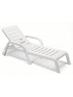 CASABLANCA stackable in white technopolymer outdoor sunbed with wheels and adjustable 5 positions