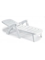 STELLA DI MARE in white or green technopolymer sunbed with wheels convertible armchair
