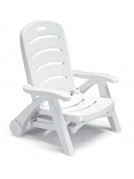 STELLA DI MARE in white or green technopolymer sunbed with wheels convertible armchair