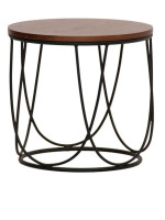 SCHAI Ø 42 cm Table basse en métal peint avec plateau en bois