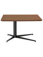 ZENONE 80x80 table basse en métal peint avec plateau en MDF plaqué noyer