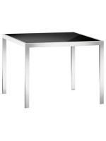 SAUBER Table basse en acier chromé 60x60 avec plateau en verre trempé noir