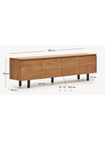 BEATRIZ mobile TV 200x58 h in legno massello di acacia design living casa
