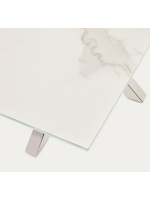 PEARLHARBOR 160 oder 180 oder 200 cm feste Porzellanglasplatte und Edelstahl Designtisch