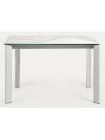 AMAELIA 120 or 140 or 160 cm extendable table with porcelain stoneware top and light gray metal legs
