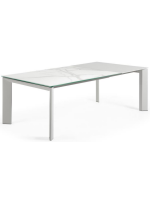 AMAELIA Table extensible 120 ou 140 ou 160 cm avec plateau en grès cérame et pieds en métal gris clair