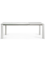 AMAELIA Table extensible 120 ou 140 ou 160 cm avec plateau en grès cérame et pieds en métal gris clair