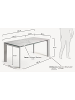 AMAELIA 120 oder 140 oder 160 cm ausziehbarer Tisch mit Feinsteinzeugplatte und hellgrauen Metallbeinen