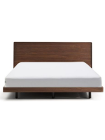 ANDER with LED light double bed 160 or 180 cm in walnut veneer