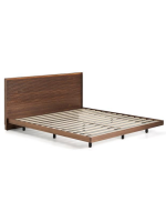 ANDER with LED light double bed 160 or 180 cm in walnut veneer