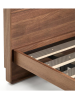 ANDER with LED light double bed 160 or 180 cm in walnut veneer