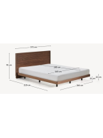 ANDER with LED light double bed 160 or 180 cm in walnut veneer