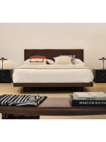 ANDER avec éclairage LED lit double 160 ou 180 cm en placage noyer