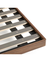 ANDER Double bed frame with 160 or 180 cm slatted base in walnut veneer