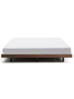ANDER Double bed frame with 160 or 180 cm slatted base in walnut veneer