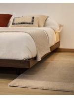 ANDER Double bed frame with 160 or 180 cm slatted base in walnut veneer