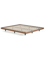 ANDER Estructura de cama doble con somier de láminas de 160 o 180 cm chapada en nogal