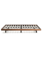 ANDER Estructura de cama doble con somier de láminas de 160 o 180 cm chapada en nogal
